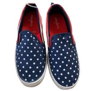 Oomphies red white blue slip on sneakers Size 2 NWT